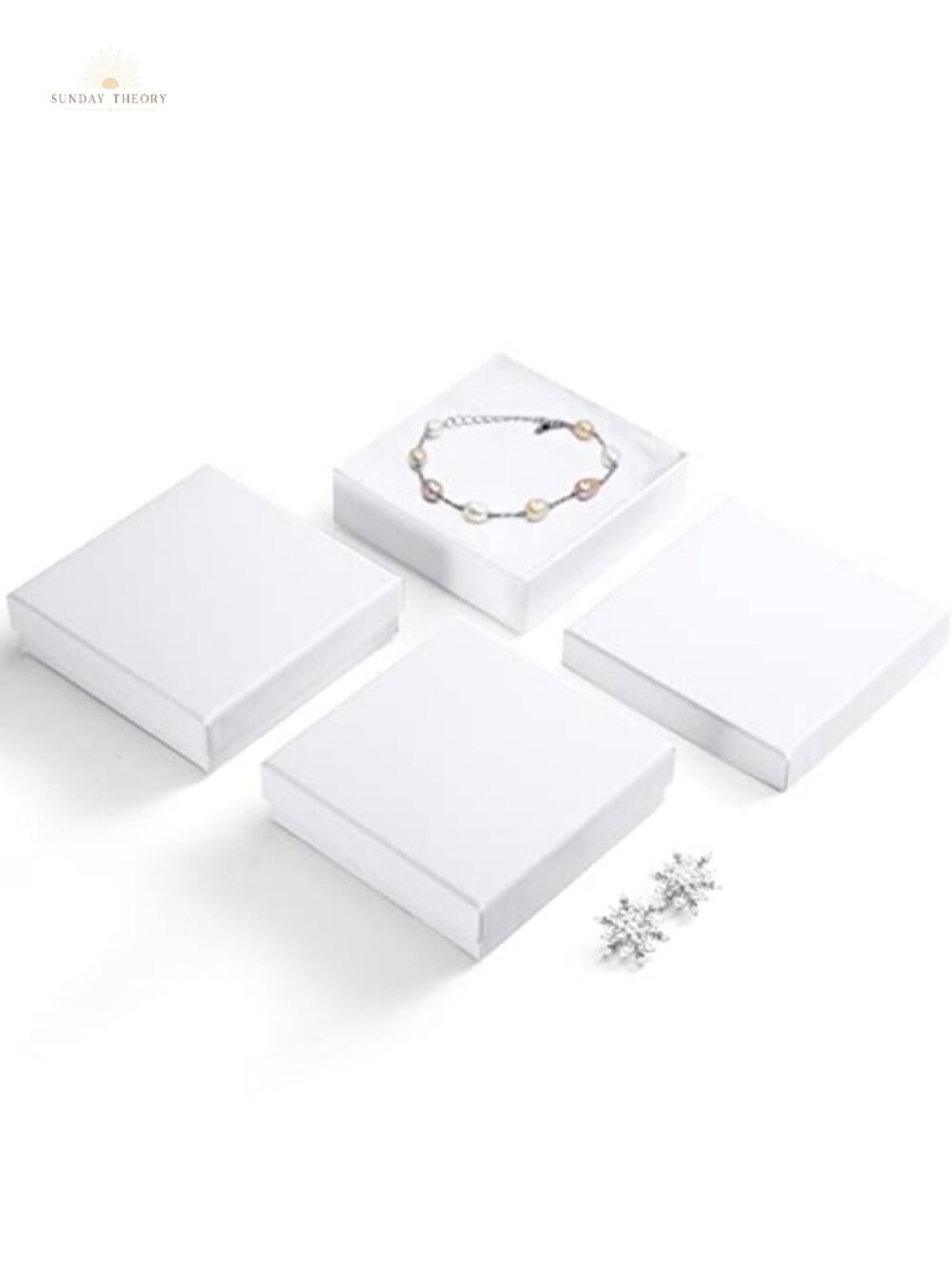 MESHA Cardboard Glossy Jewelry Gift Boxes White 3.5x3.5x1 96 Pcs with Lids